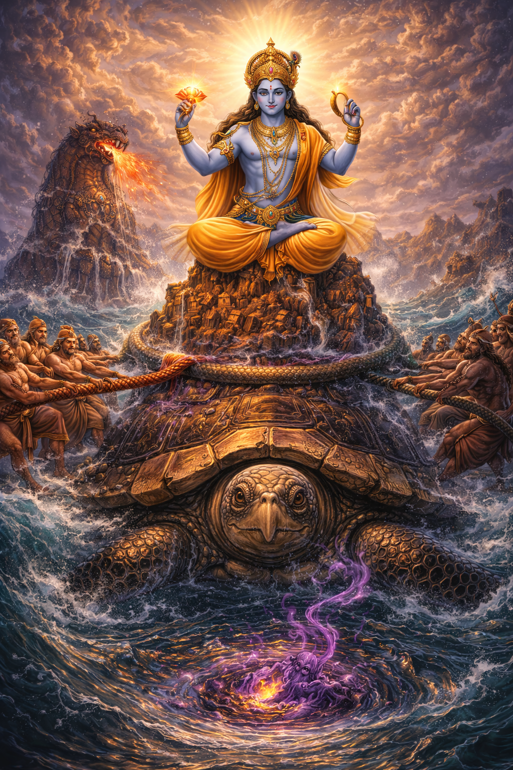 Kurma avatara supporting mount mandara