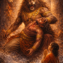 Narasimha Avatara emerging from the pillar to protect Prahlada