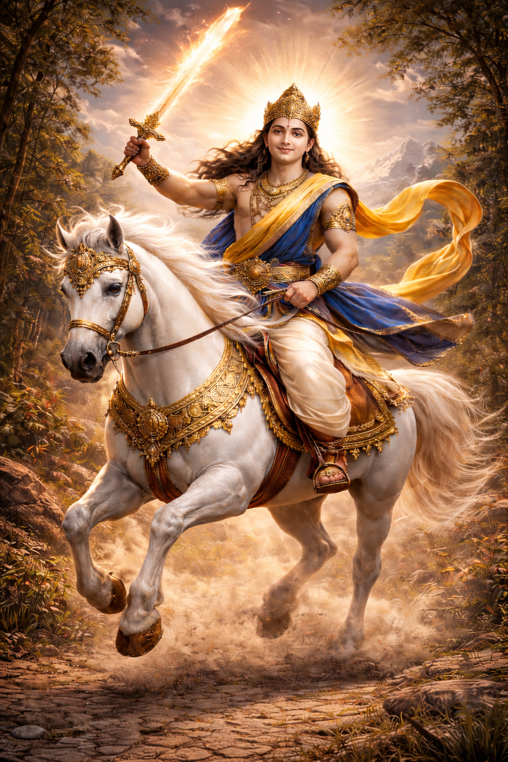 Kalki avatara on a white horse - the future restorer of dharma